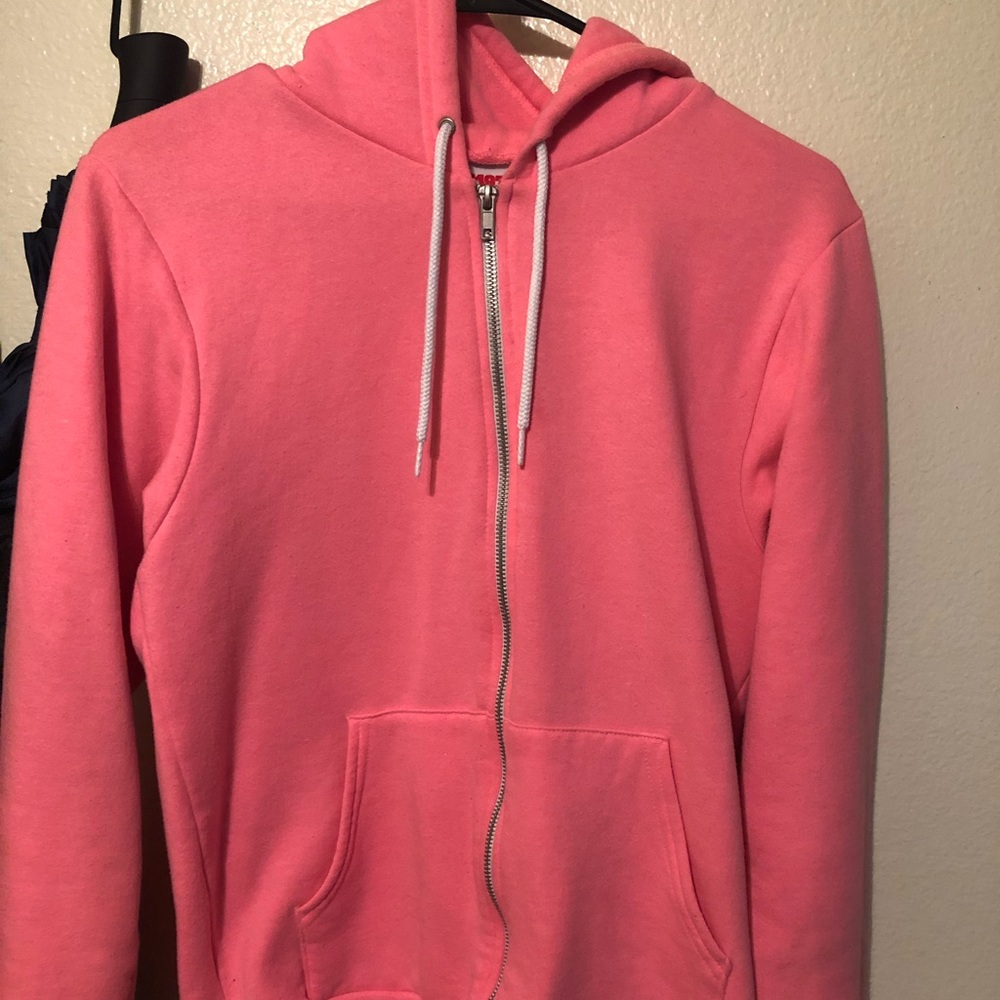 AMERICAN APPAREL HOT PINK ZIP UP HOODIE